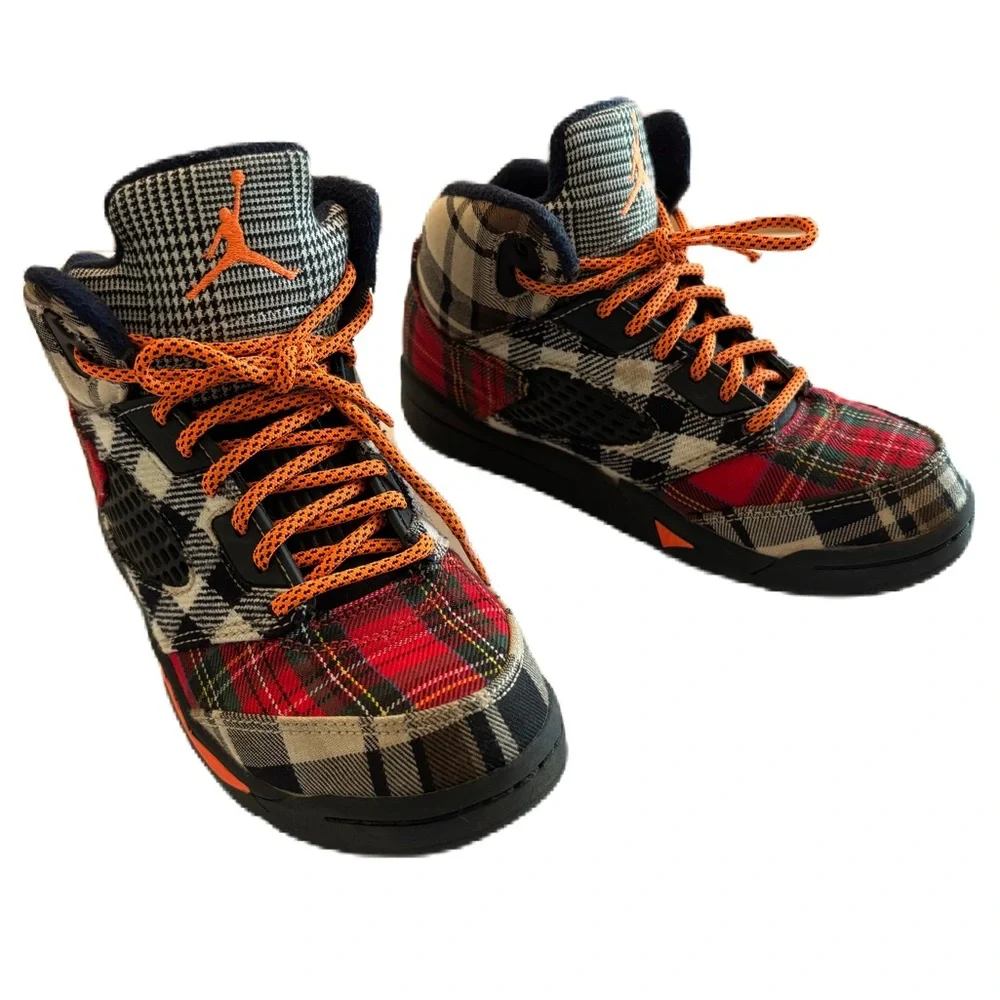 Nike Air Jordan  5 Retro Plaid Kids's High Top Sneakers Size 3Y